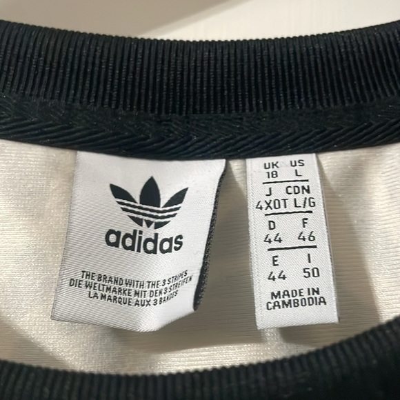 Adidas Animal Print Power Cropped Tee - Black and Off-White Size Large - Picture 5 of 10